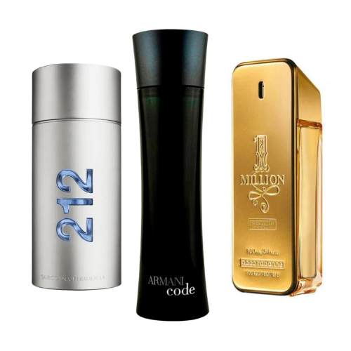 Set van 3 parfums: 212 Heren NYC, Paco Rabanne One Milion, Armani Code Heren 100ml