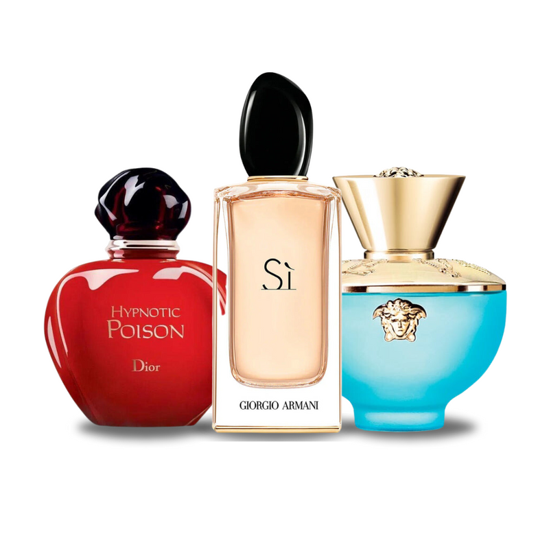 Set van 3 parfums: Dior HYPNOTIC POISON, Giorgio Armani SÌ e Versace DYLAN TURQUOISE 100ml
