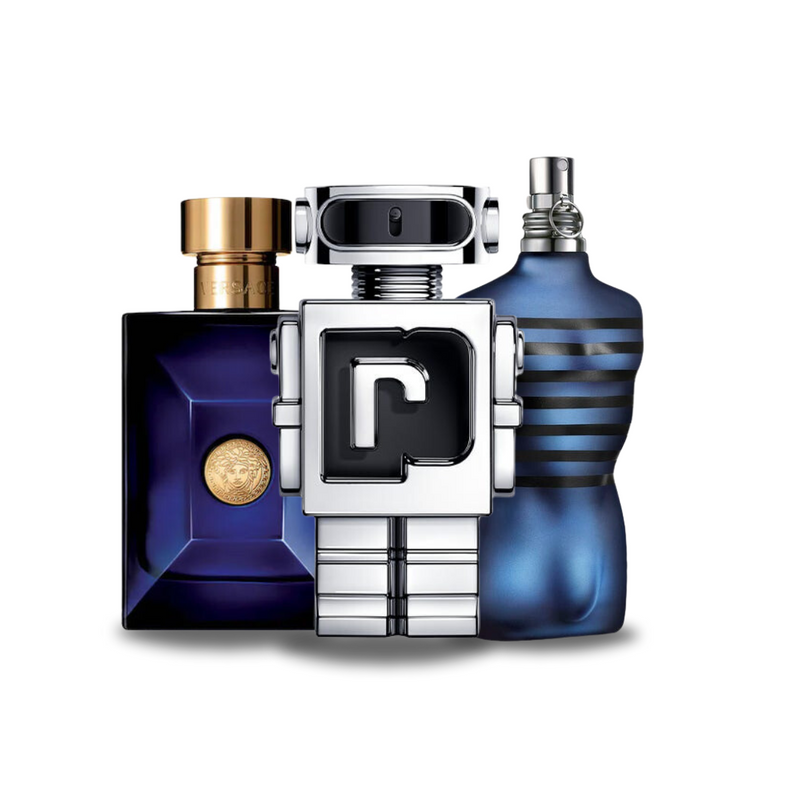Set van 3 parfums: Versace DYLAN BLUE, Paco Rabanne PHANTOM e Jean Paul Gaultier ULTRA MALE 100ml